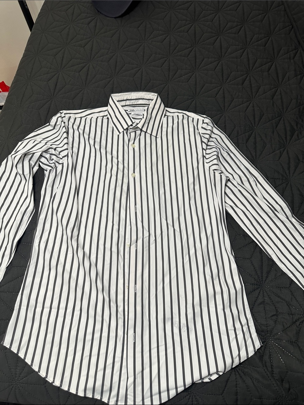 Button-Down White & Black Stripe Dress silk Shirt - Classic Fit